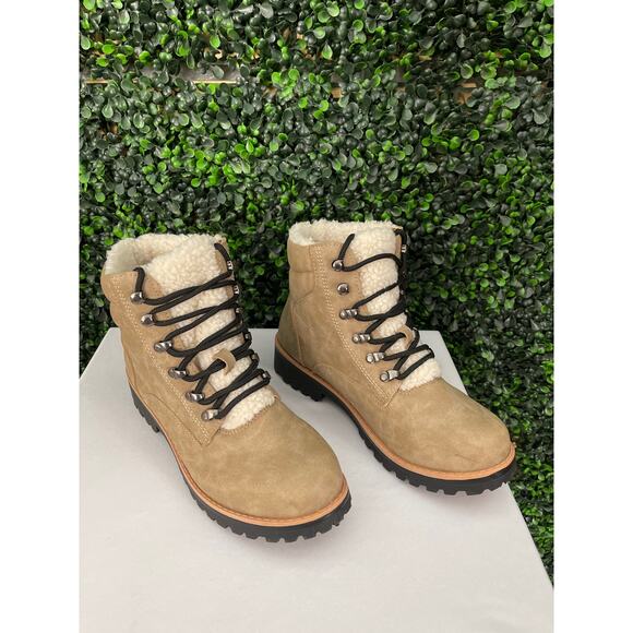 YO KI Women’s Lace up Boot, Faux Fur Lining, Size 39 (8.5) Chunky Heel - Picture 2 of 7